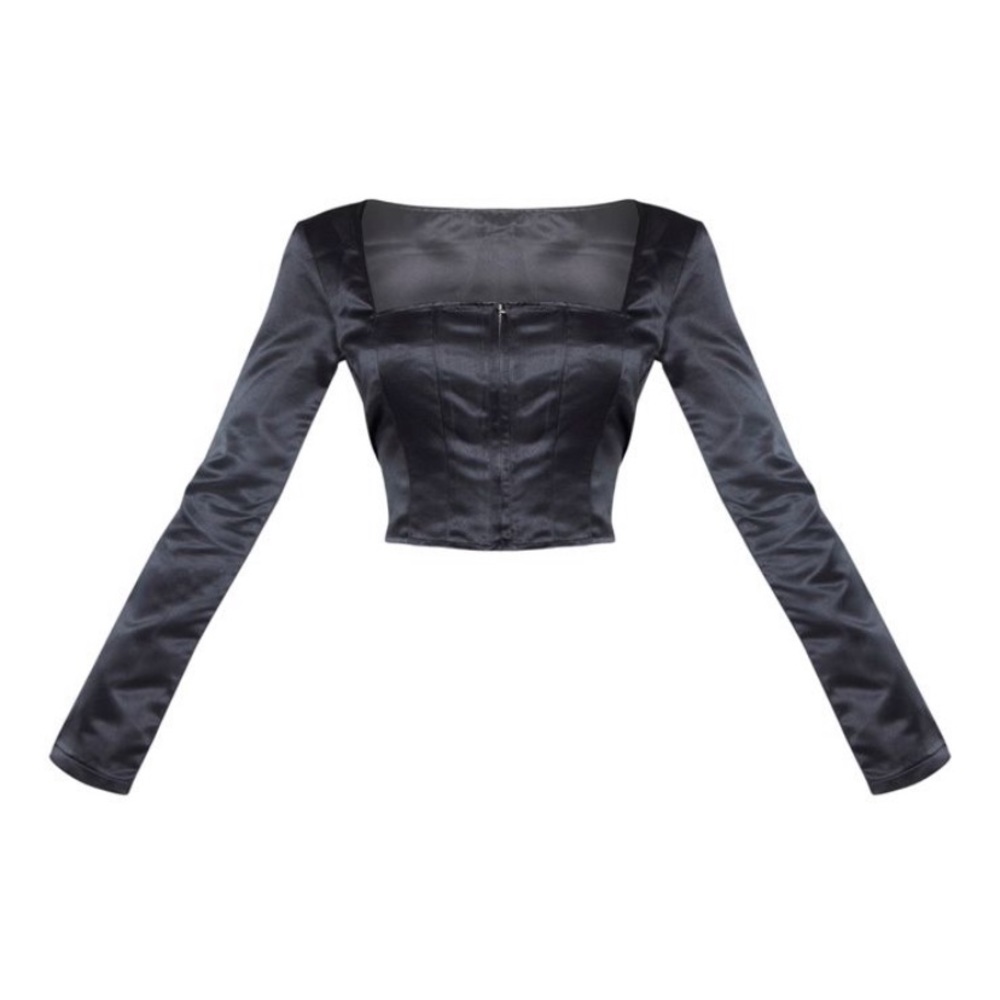 Black Satin Corset Top